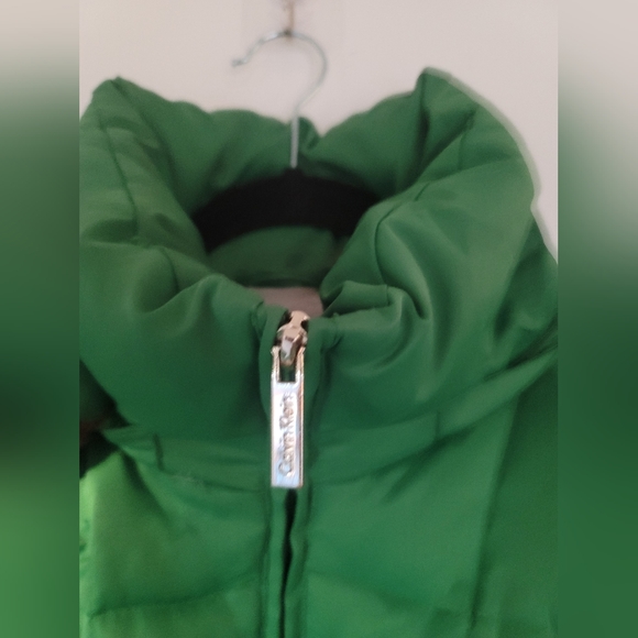 Calvin Klein Bright Green Puffer Jacket Size Small with removable hoodie - Picture 2 of 11
